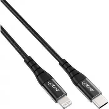 Cable USB-C a Lightning InLine, para iPad, iPhone, iPod, negro/aluminio, 2 m MFi