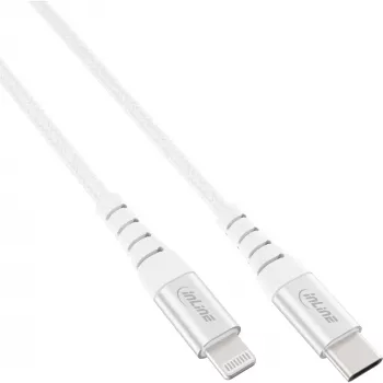 Cable USB-C Lightning InLine, para iPad, iPhone, iPod, plata/aluminio, 1 m