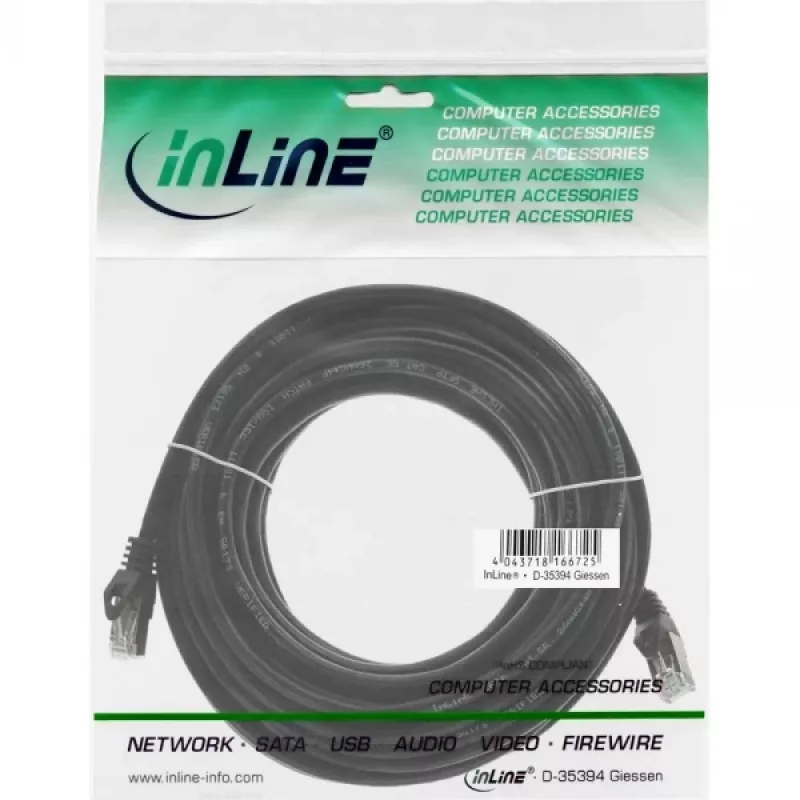 InLine Cable de red SF/UTP Cat.5e negro 25 m