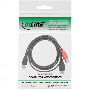 Cable USB 2.0 en Y 2x conector Type-A macho/hembra InLine 34510Z 0,2 m