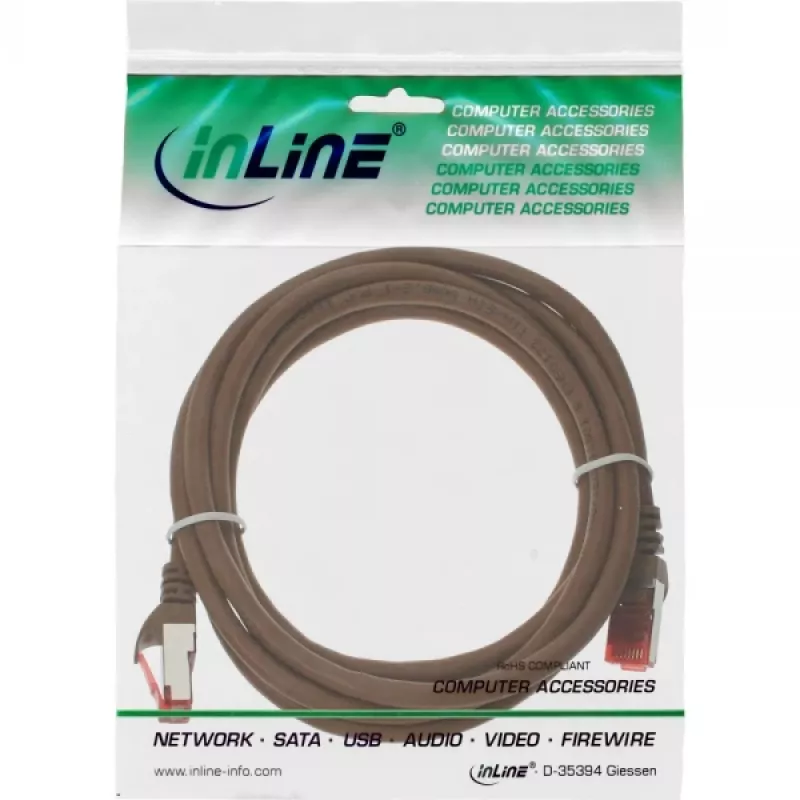 InLine Cable de parcheo S/FTP PiMF Cat.6 250MHz PVC cobre marrón 25m