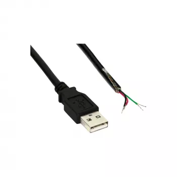 InLine Cable USB 2.0 Type-A macho / extremo abierto, negro, 2 m