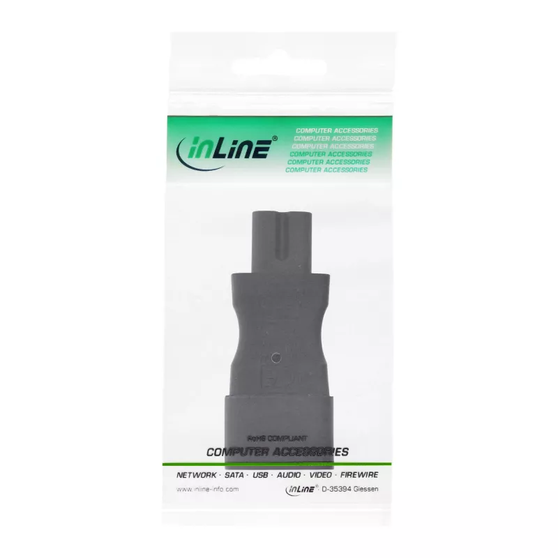 InLine Adaptador de red IEC 60320 C14 a C7, entrada IEC de 3 polos a 2 polos