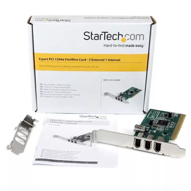 StarTech.com Tarjeta adaptadora PCI FireWire 1394a de 4 puertos – 3 externos, 1 interno