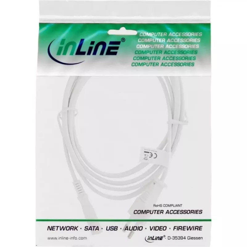 Cable de alimentación InLine, Euro macho / Euro8 macho, blanco, 1,5 m