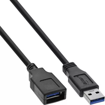 InLine B-35610 Cable alargador USB 3.2 A macho/hembra, negro, 1 m, pack a granel de 80