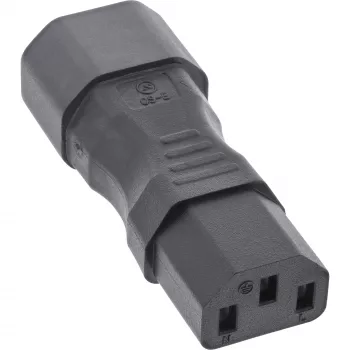 InLine Adaptador de red IEC 60320 C14 a C13, 3 polos, conector de aparato