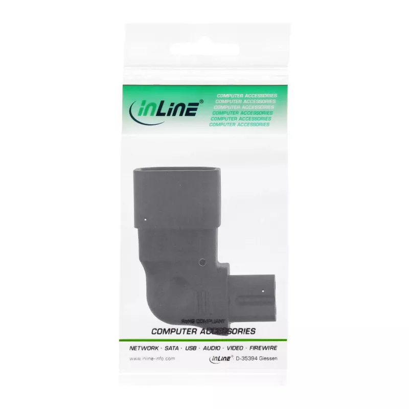 InLine Adaptador de alimentación IEC 60320 C14 / C7, acodado izquierda/derecha, 3 polos a 2 polos