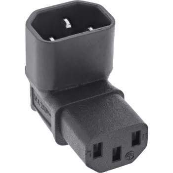 InLine Adaptador de red IEC 60320 C14/C13, acodado hacia arriba/abajo, 3 polos. Aparato IEC