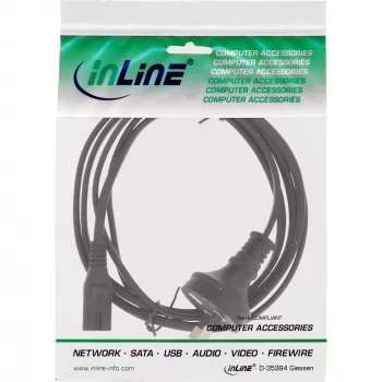 InLine Cable de alimentación, conector Australia a conector Euro8, negro, 1,8 m