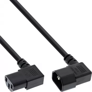 InLine Cable de alimentación C13 / C14, negro, acodado, 3 m