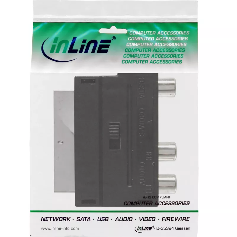 Adaptador Scart InLine conector Scart / 3x RCA y S-VHS entrada/salida de vídeo
