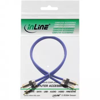 Cable de audio RCA InLine Premium 2x conector/conector RCA dorado 0,5 m