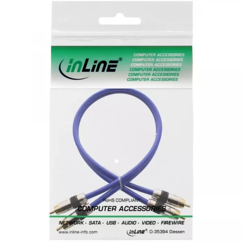 Cable de audio RCA InLine Premium 2x conector/conector RCA dorado 3 m