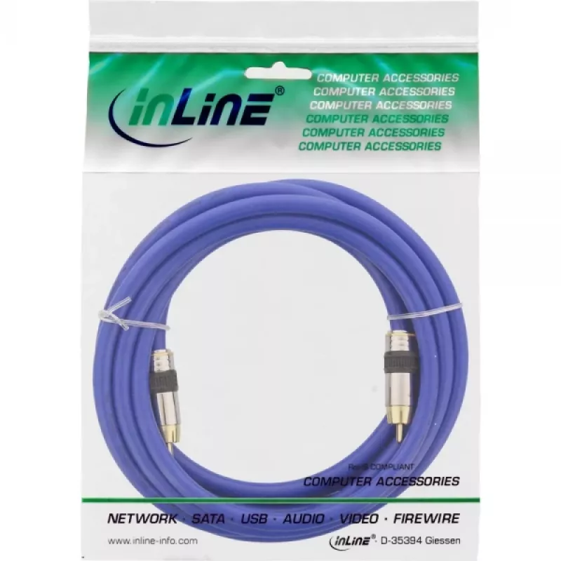 Cable de vídeo y audio digital RCA InLine Premium conector/conector RCA dorado 3 m