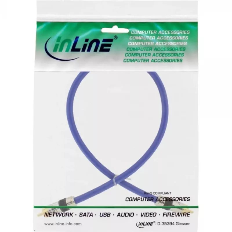 Cable de vídeo y audio digital RCA InLine Premium, conector/conector RCA, dorado, 2 m