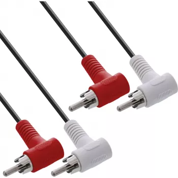 Cable de audio InLine 2x RCA macho/macho en ángulo 1,2 m negro 89929 Intos