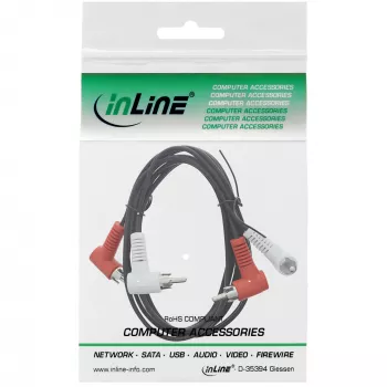 Cable de audio InLine 2x RCA macho/macho en ángulo 1,2 m negro 89929 Intos