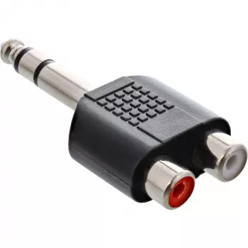 Adaptador de audio conector macho jack 6,3 mm estéreo / 2x conector hembra RCA InLine 99323
