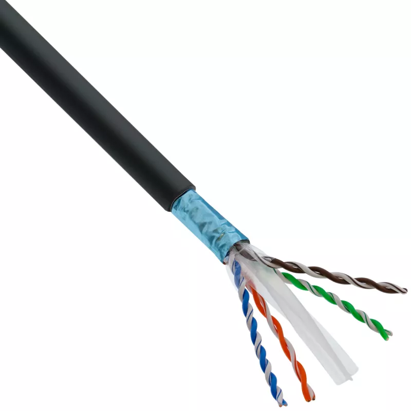 Cable de red InLine, U/UTP, Cat.6A, libre de halógenos, cobre AWG23, negro 40 m