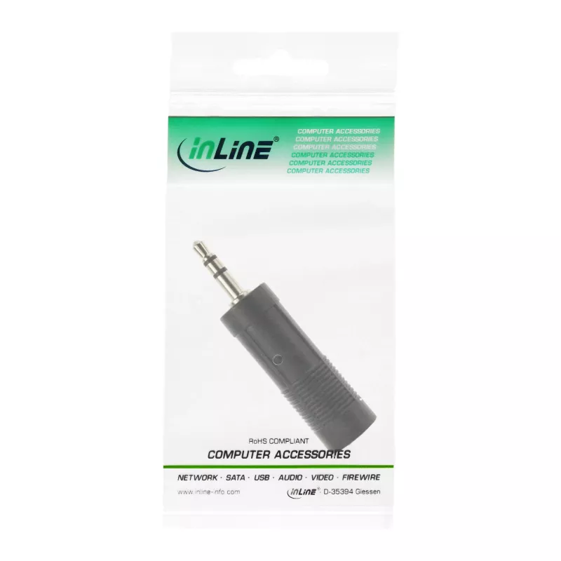 Adaptador de audio InLine conector macho 3,5 mm / conector hembra jack 6,3 mm estéreo