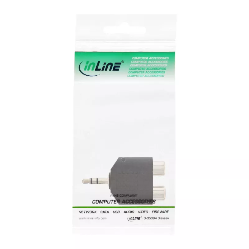 Adaptador de audio conector macho 3,5 mm / 2x conector hembra RCA estéreo InLine 99302