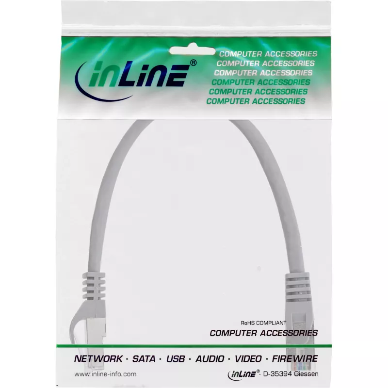 Cable de red InLine SF/UTP Cat.5e gris 0,3 m