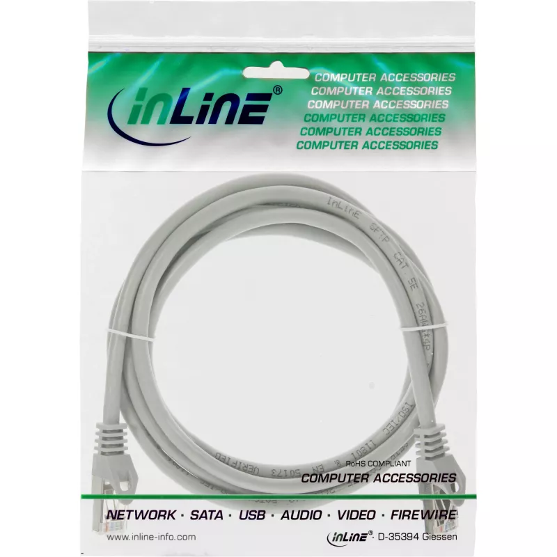 Cable de red InLine SF/UTP Cat.5e gris 0,5 m
