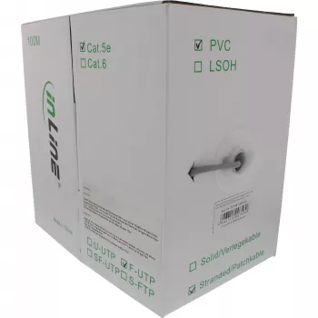Cable de red InLine F/UTP Cat.5e AWG26 CCA PVC gris 100m