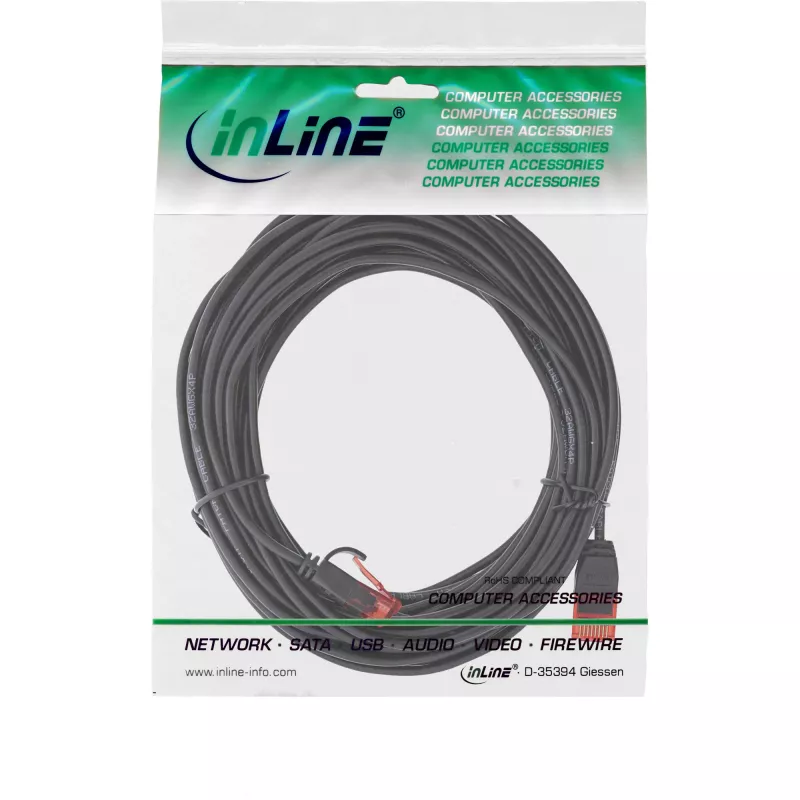 Cable de red fino InLine, U/UTP, Cat.6, negro, 7,5m