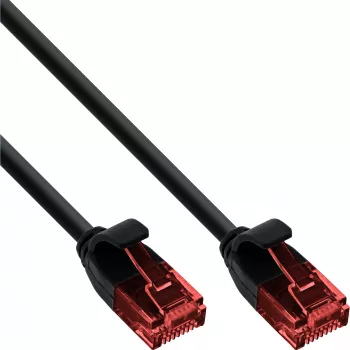Cable de red fino InLine, U/UTP, Cat.6, negro, 2 m