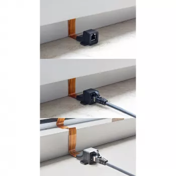Cable RJ45 fino InLine para pasos de ventana/puerta, 2x RJ45 H/H, 1:1, sin apantallar, 0,3 m