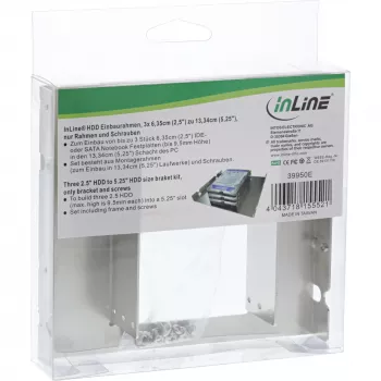 Kit de soportes InLine 3x HDD de 2,5 pulgadas a tamaño HDD de 5,25 pulgadas soportes y tornillos
