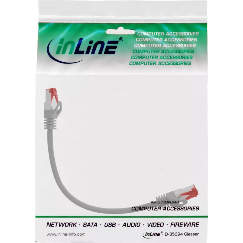 Cable de parcheo InLine S/FTP PiMF Cat.6 250MHz PVC cobre gris 0,3m