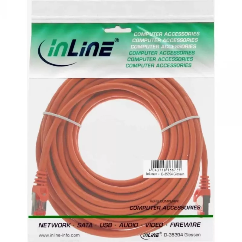 Cable de parcheo InLine S/FTP PiMF Cat.6 250MHz PVC cobre naranja 20m