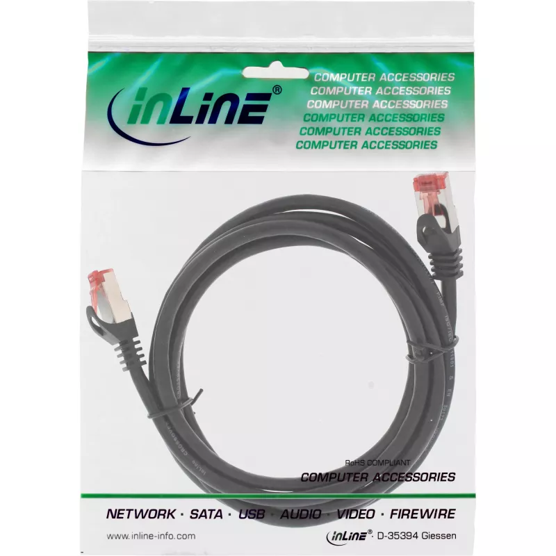 Cable de conexión directa PC a PC Crossover InLine S/FTP Cat.6 negro 15m
