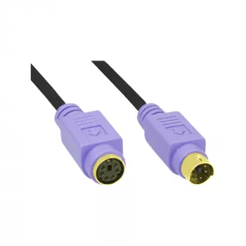 Cable PS/2 InLine, M/H, negro/violeta, contactos dorados, 2m