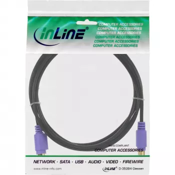 Cable PS/2 InLine, M/H, negro/violeta, contactos dorados, 2m