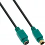 Cable PS/2 InLine, M/H, negro/verde, contactos dorados, 2m, Negro, 2m, PS/2, PS/2, macho, hembra