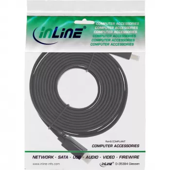 Cable plano HDMI InLine High Speed con Ethernet dorado negro 10m