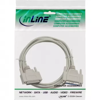 Cable serie InLine, moldeado, DB25 macho / hembra, directo, gris, 10m