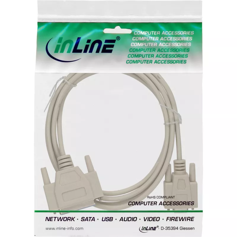 Cable null modem InLine DB9 hembra / DB25 hembra 2 m beige