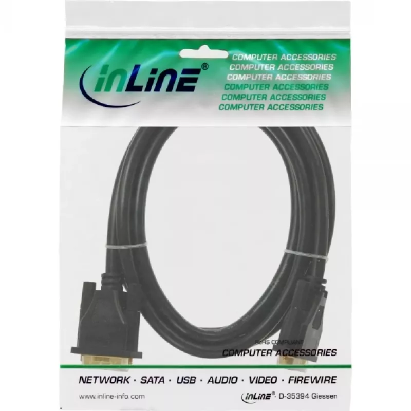Cable DVI-D InLine, Premium, 24+1 M/M, Dual Link, dorado, 3 m