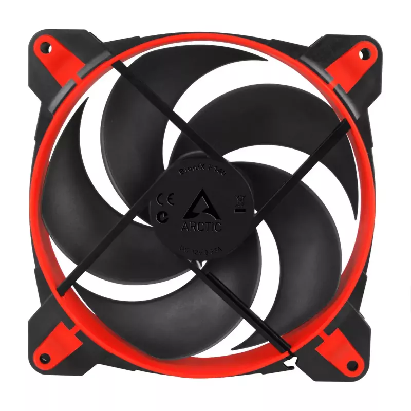 ARCTIC BioniX P140 (rojo) – Ventilador gaming de 140 mm optimizado para presión con PWM PST