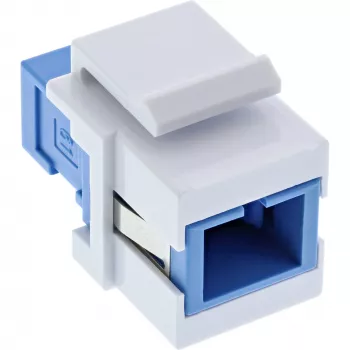 Adaptador de fibra óptica keystone snap-in InLine SC–SC simplex SM con casquillo cerámico, plano, blanco