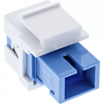 Adaptador de fibra óptica keystone snap-in InLine SC–SC simplex SM con casquillo cerámico, plano, blanco