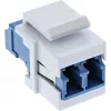 Adaptador keystone snap-in FO InLine blanco, dúplex LC/LC, SM, casquillo cerámico, azul