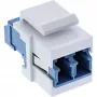Adaptador keystone snap-in FO InLine blanco, dúplex LC/LC, SM, casquillo cerámico, azul