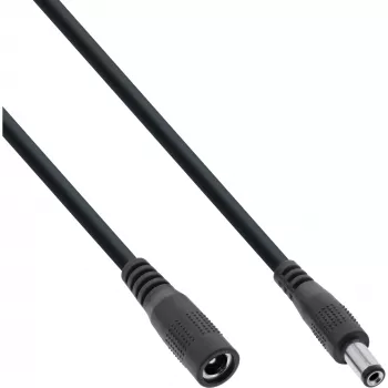 Cable alargador DC InLine, conector macho/hembra DC 5,5x2,1 mm, AWG 18, negro 1 m