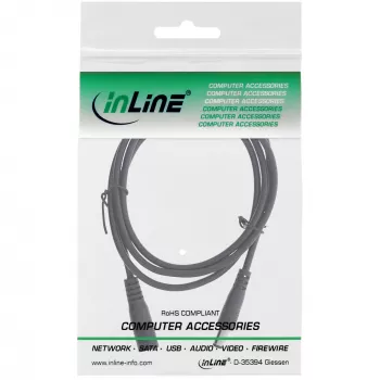 Cable alargador DC InLine, conector macho/hembra DC 5,5x2,1 mm, AWG 18, negro 1 m